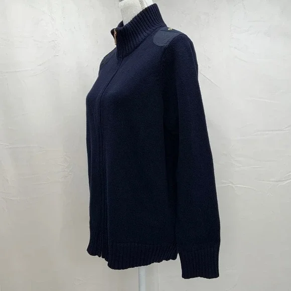 Lauren Ralph Lauren | Women's Navy Blue Zip Cardigan, Size L/XL - Picture 2 of 4